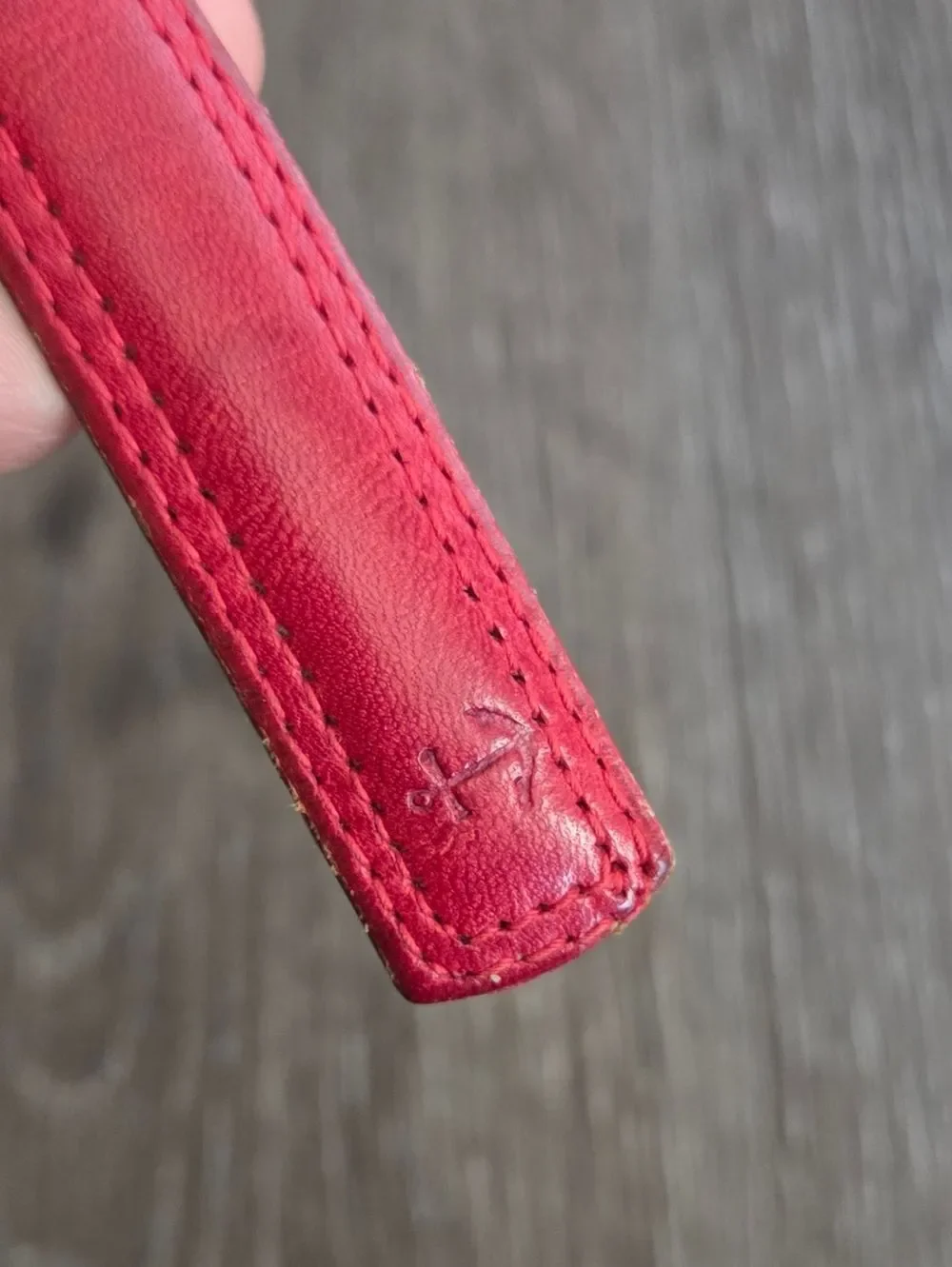 Vintage Jg Hook Skinny Red Leather Belt with Brass Buckle Sz Large